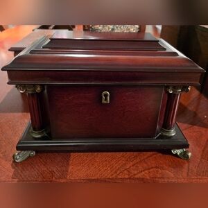 Vintage Bombay Wood Jewelry Box Chest Lock & Key